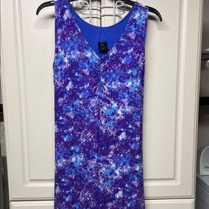 Vibrant Purple and Blue Sleeveless Dress